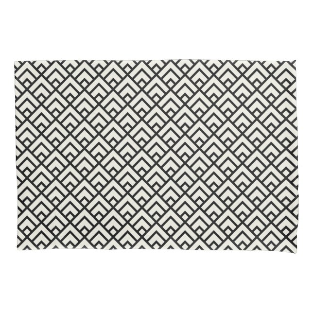 Black & White Geometric Pattern Pillowcase (Front-Left)
