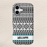 Black White Geometric Polynesian Tribal Monogram