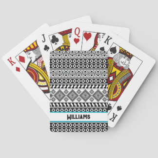 Black White Geometric Polynesian Tribal Monogram Playing Cards