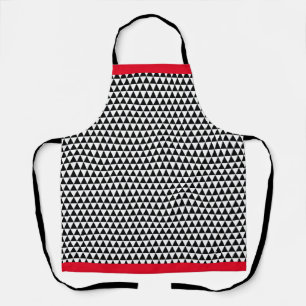BLACK WHITE GEOMETRIC RED TRIM Chef Craft Apron