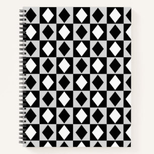 Black White Geometric Rhombus Diamond Notebook