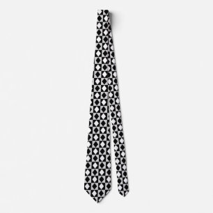Black White Geometric Rhombus Diamond Tie