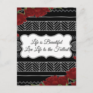 Black/White Geometric Rose Postcard Designer