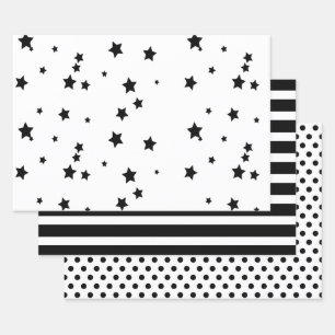 Black & White Geometric Shapes  Wrapping Paper Sheet
