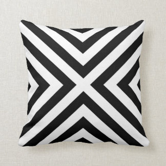 Black & White Geometric Stripe Design Cushion