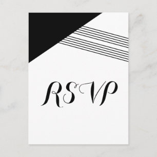 Black White Geometric Stripe Response Postcard