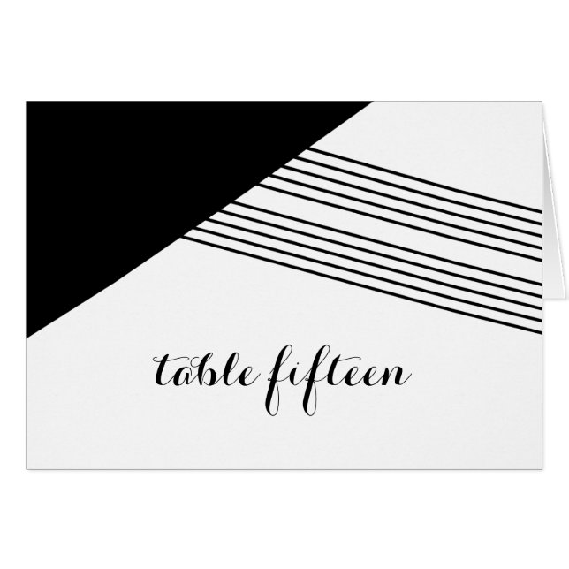 Black White Geometric Stripe Table Number Card (Front Horizontal)