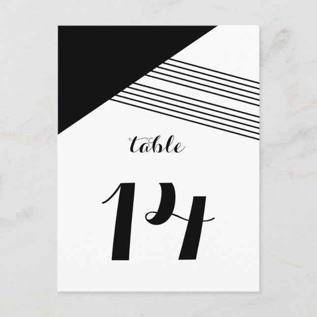 Black White Geometric Stripe Table Postcard (Front)