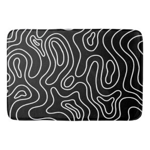 Black & white geometric texture pattern  bath mat