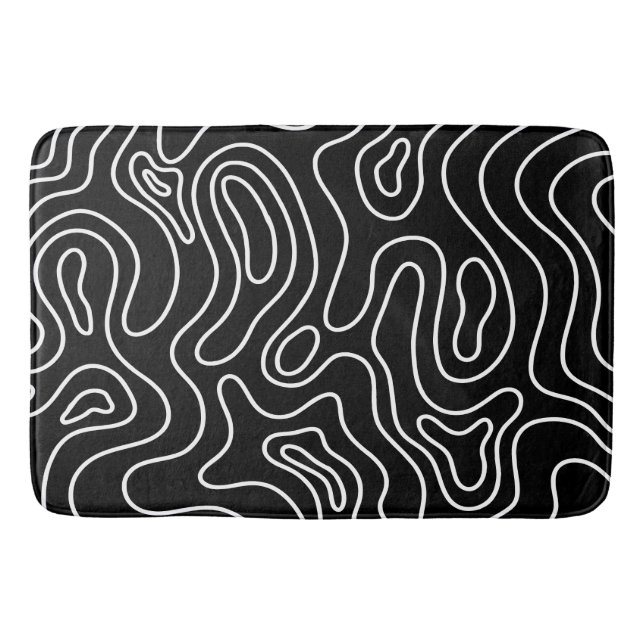 Black & white geometric texture pattern  bath mat (Front)
