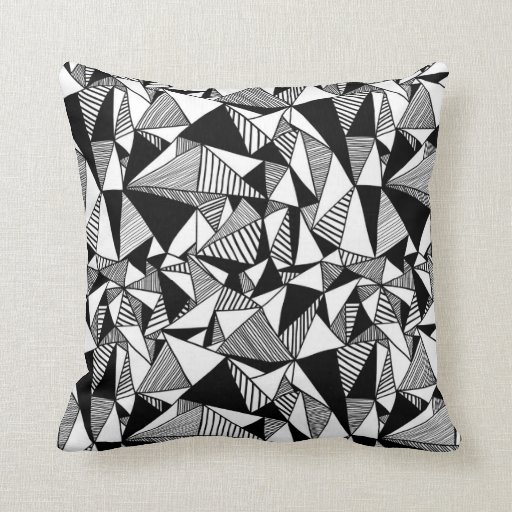 Image of Black & White Geometric Throw Pillow