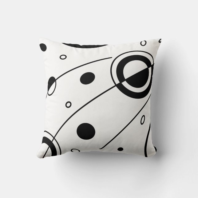 Black & White Geometric Throw Pillow (Back)