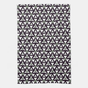 Black White Geometric Triangle JustPatterns Fabric Tea Towel