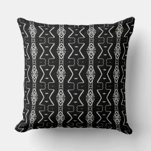 Black & White Geometric Triangles Cushion