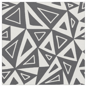 Black White Geometric Triangles Fabric
