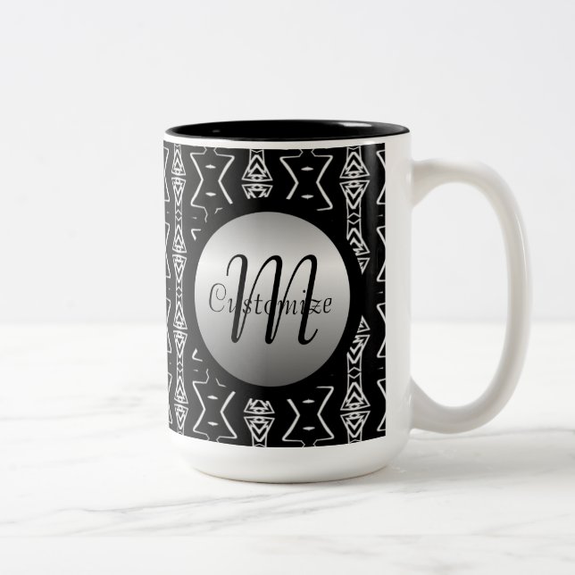 Black & White Geometric Triangles Mug (Right)