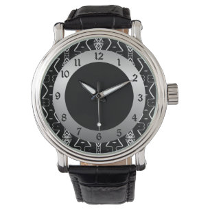 Black & White Geometric Triangles Wrist Watch 2