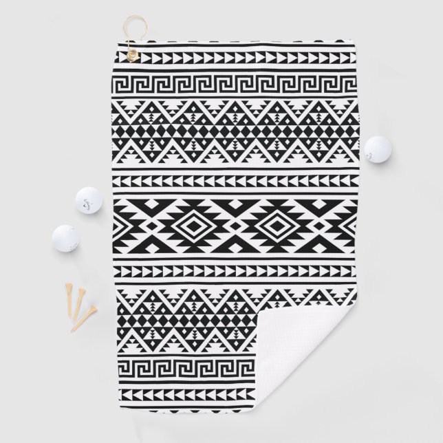 Black White Geometric Tribal Pattern Aztec Boho Golf Towel (InSitu)