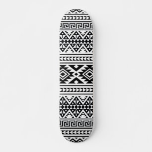 Black White Geometric Tribal Pattern Aztec Boho Skateboard