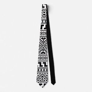 Black White Geometric Tribal Pattern Aztec Boho Tie