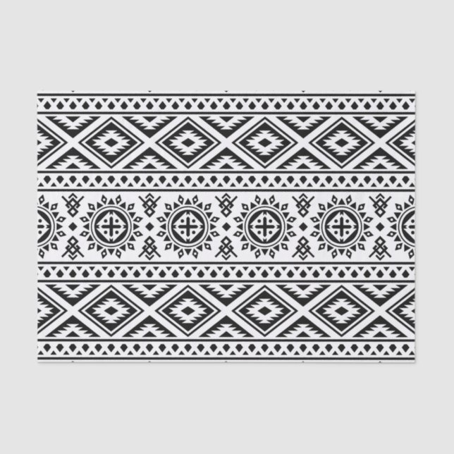 Black White Geometric Tribal Pattern Aztec Boho Tissue Paper (Front)