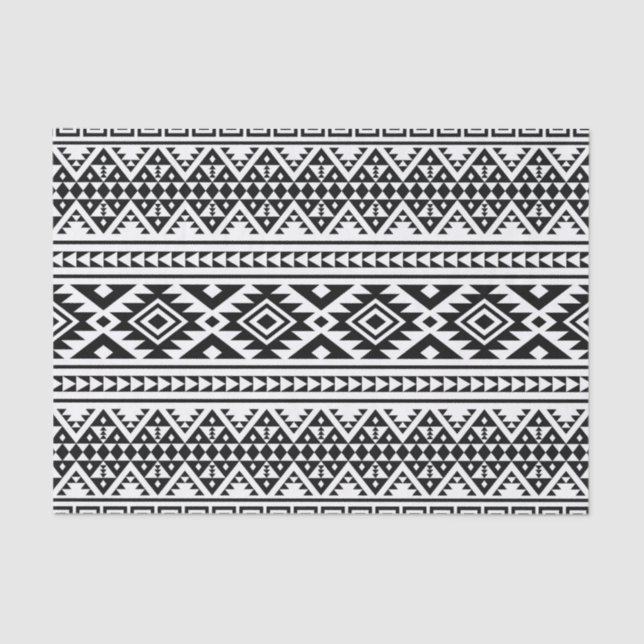 Black White Geometric Tribal Pattern Aztec Boho Tissue Paper (Front)