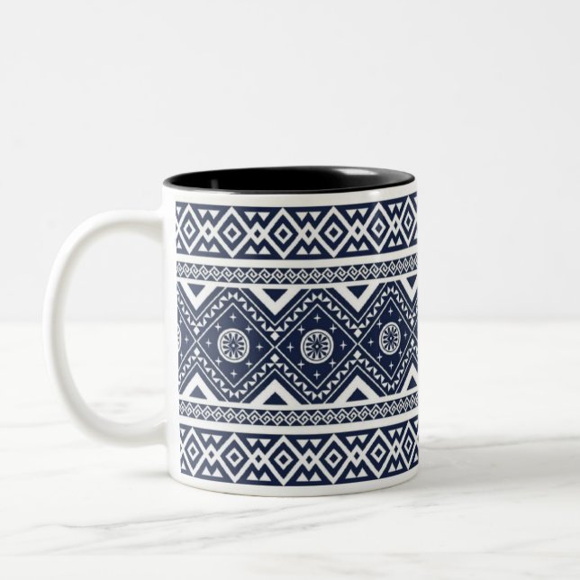 Black White Geometric Tribal Pattern Classic Mug (Left)