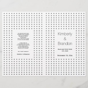 Black, white geometric wedding folded program