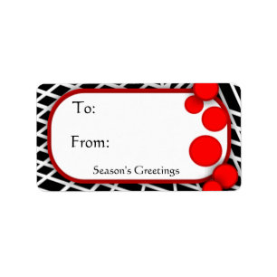 Black White Geometric with Red Dots Gift Tags