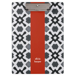 Black & White geometry with Red Stripe Clipboard
