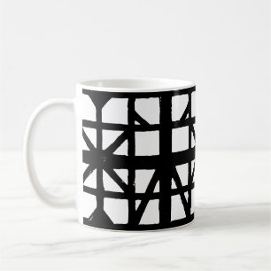 Black & White German Half-Timbered House Pattern Coffee Mug
