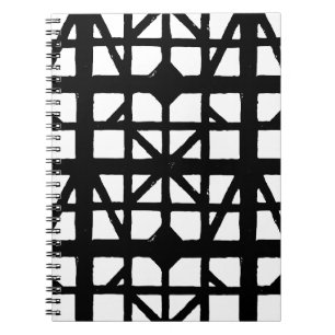 Black & White German Half-Timbered House Pattern Notebook