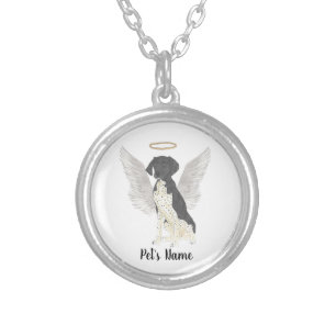 Black & White German Shorthaired Pointer Sympathy Silver Plated Necklace