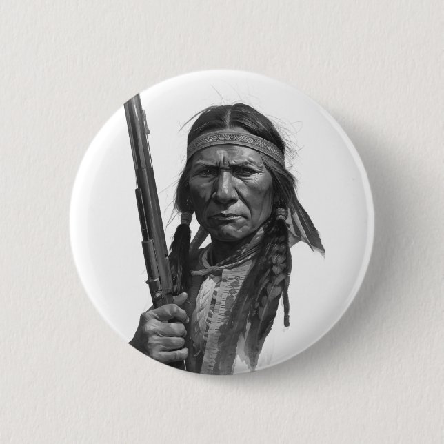 Black & White Geronimo 6 Cm Round Badge (Front)
