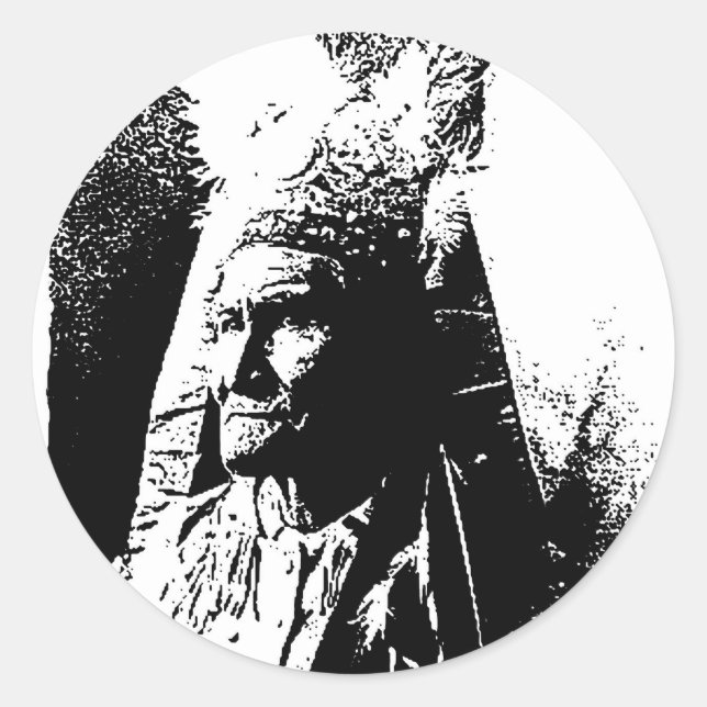 Black & White Geronimo Classic Round Sticker (Front)