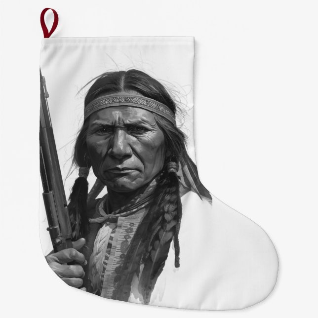 Black & White Geronimo Large Christmas Stocking (Front)