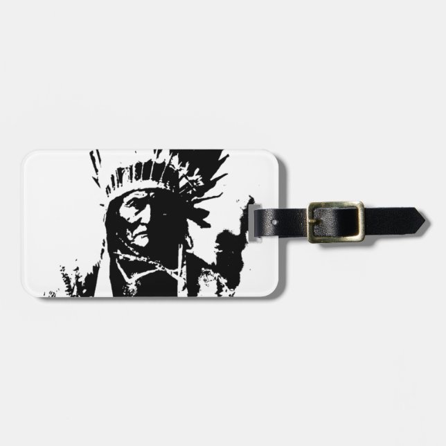 Black & White Geronimo Luggage Tag (Front Horizontal)