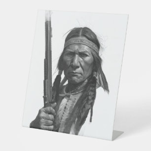 Black & White Geronimo Pedestal Sign