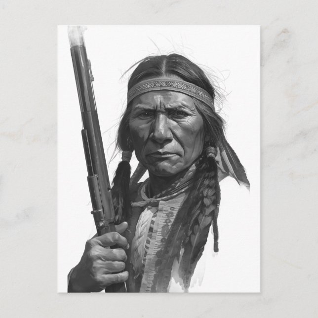 Black & White Geronimo Postcard (Front)