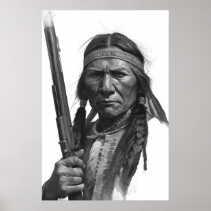 Black & White Geronimo Poster