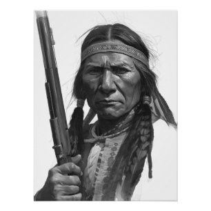 Black & White Geronimo Poster
