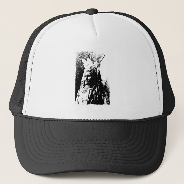 Black & White Geronimo Trucker Hat (Front)