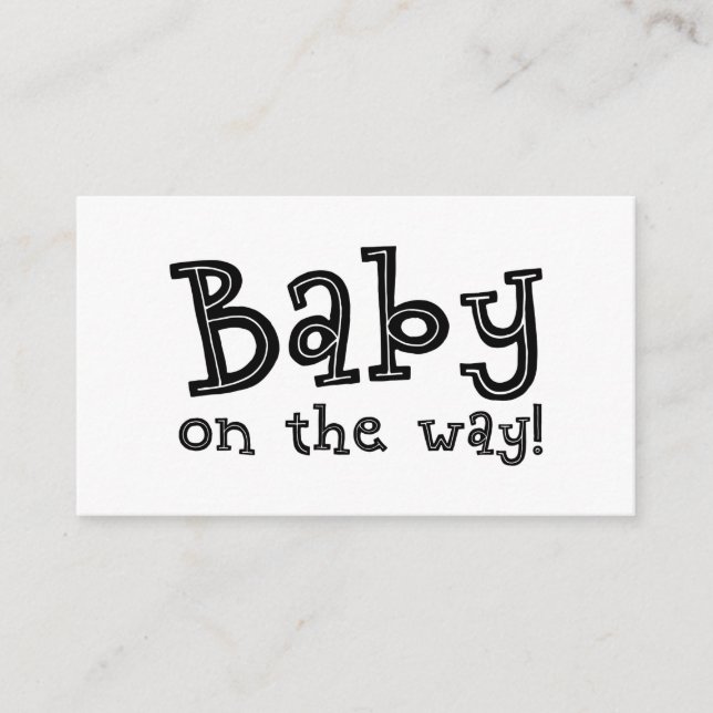Black & White Gift Registry Card, Baby on the Way! Enclosure Card (Front)