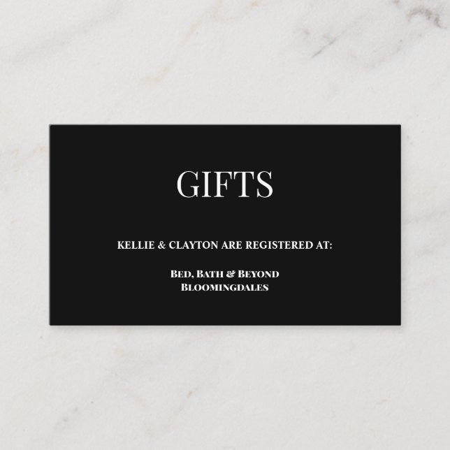 Black/White Gift Registry Enclosure Card (Front)