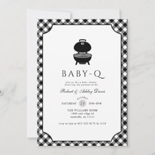 Black & White Gingham Baby Q Baby Shower Invitation