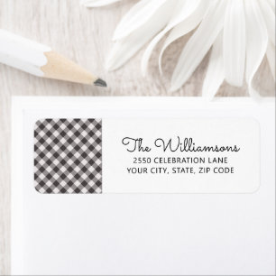 Black White Gingham Check Custom Return Address