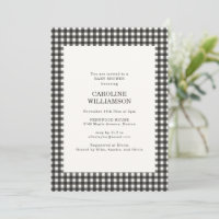 Black White Gingham Check Plaid Winter Baby Shower