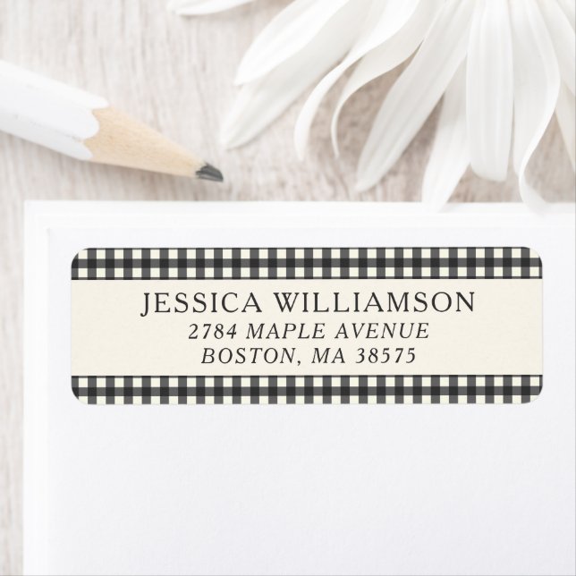 Black White Gingham Classic Return Address (Insitu)
