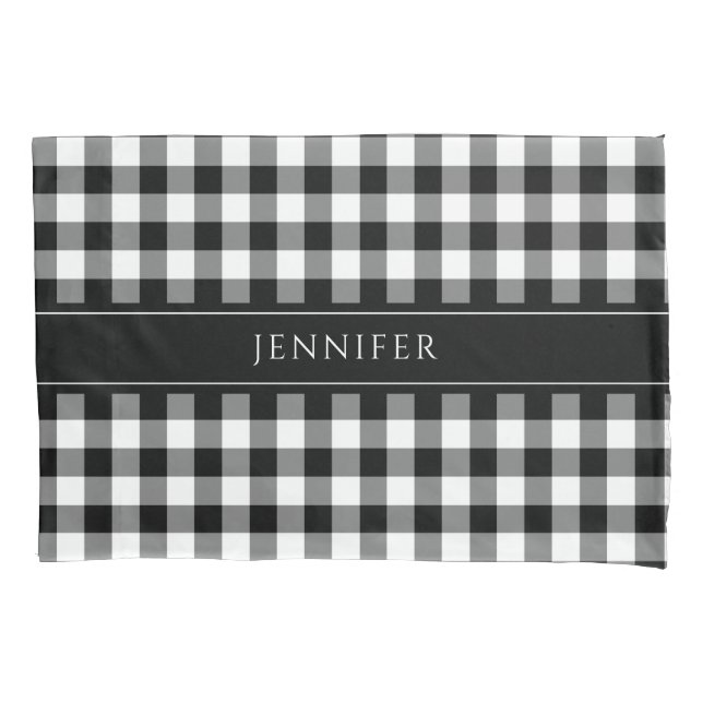 Black & White Gingham  Farmhouse Pattern Name  Pil Pillowcase (Front)