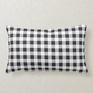 Black & White Gingham Pattern Lumbar Cushion